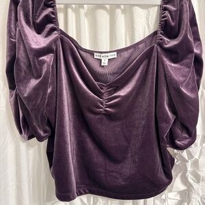 AN NOW THIS Purple Velvet Puff Top 3X